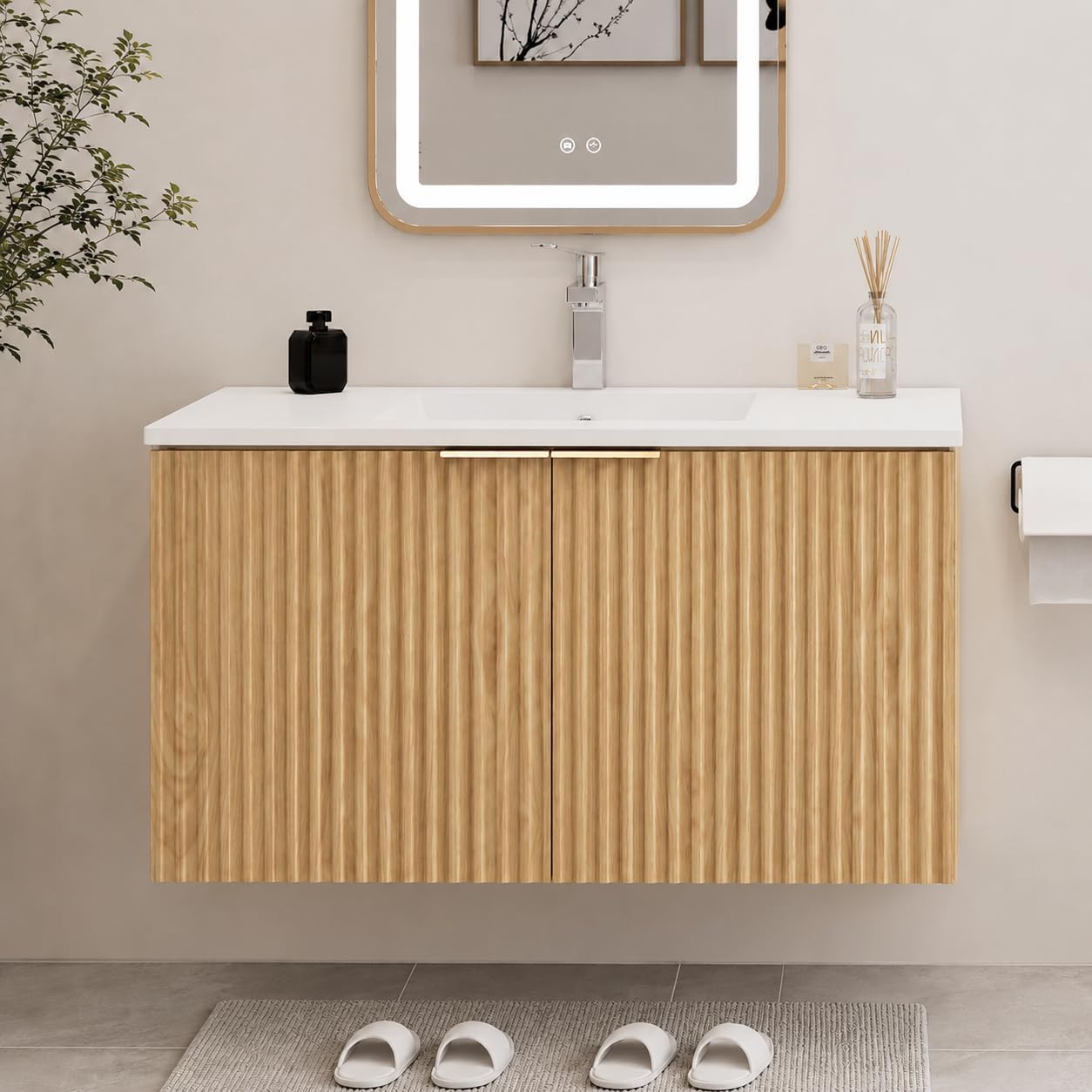 Home Bath - Modern Yüzer Banyo Dolabı Dalgalı Dokulu