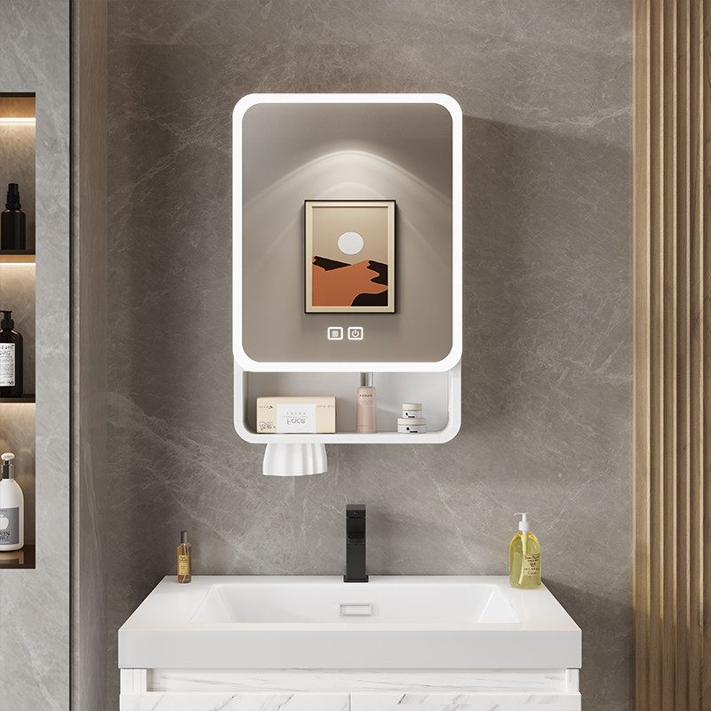 Home Bathroom Shelf - Organizatör Ayna Banyo Dolabı Depolama Rafları