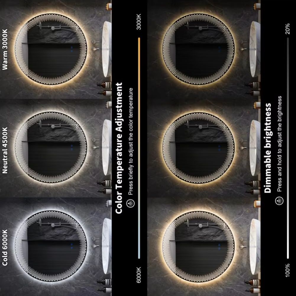 Bathroom Mirror Led - Yuvarlak LED Banyo Aynası 3 Renk