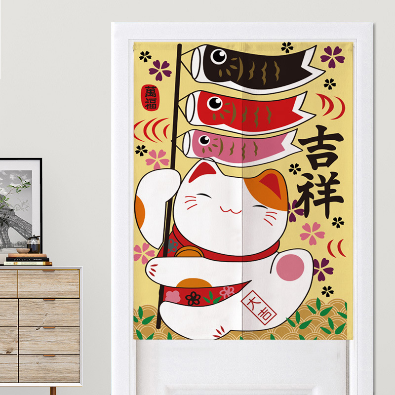 Home Bathroom Partition - Japon Tarzı Maneki Neko Noren Kapı