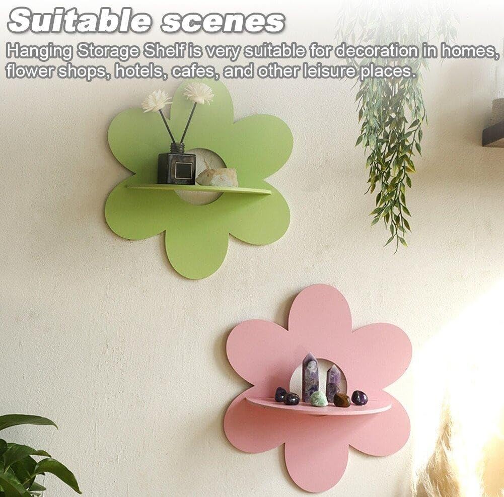 Home Bathroom Shelf - Çiçek Şeklinde Duvar Depolama Rafı Ahşap
