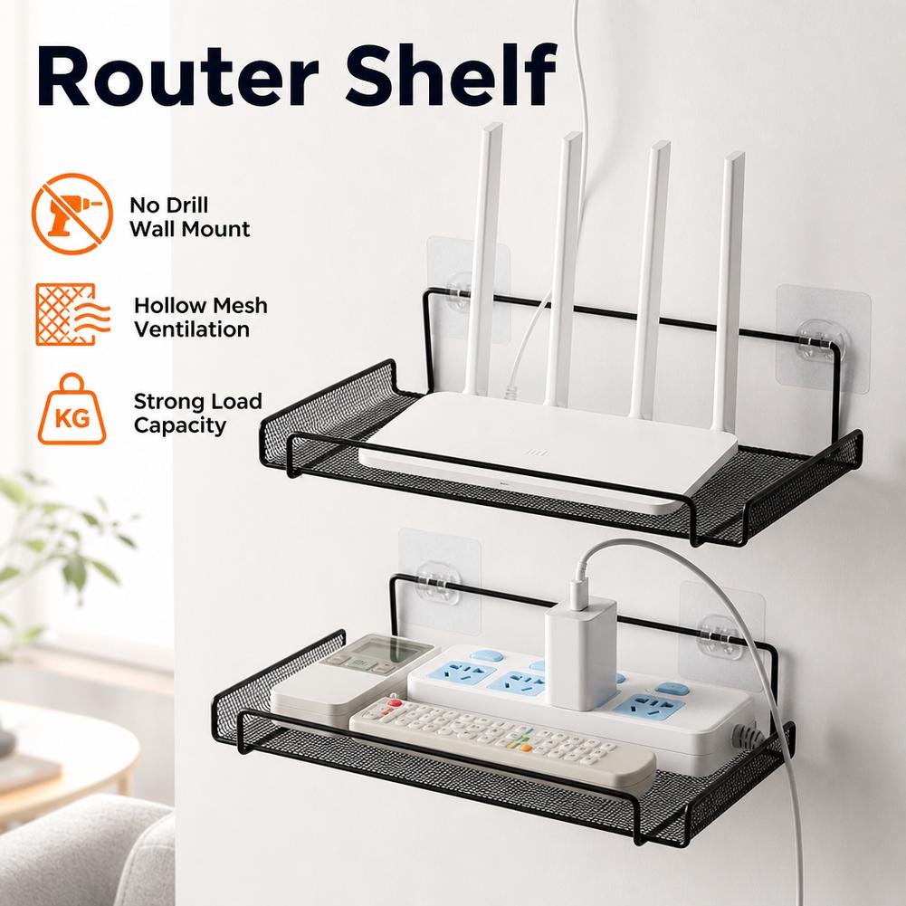 Home Bathroom Shelf - Paslanmaz Çelik Duvara Monte Router Rafı