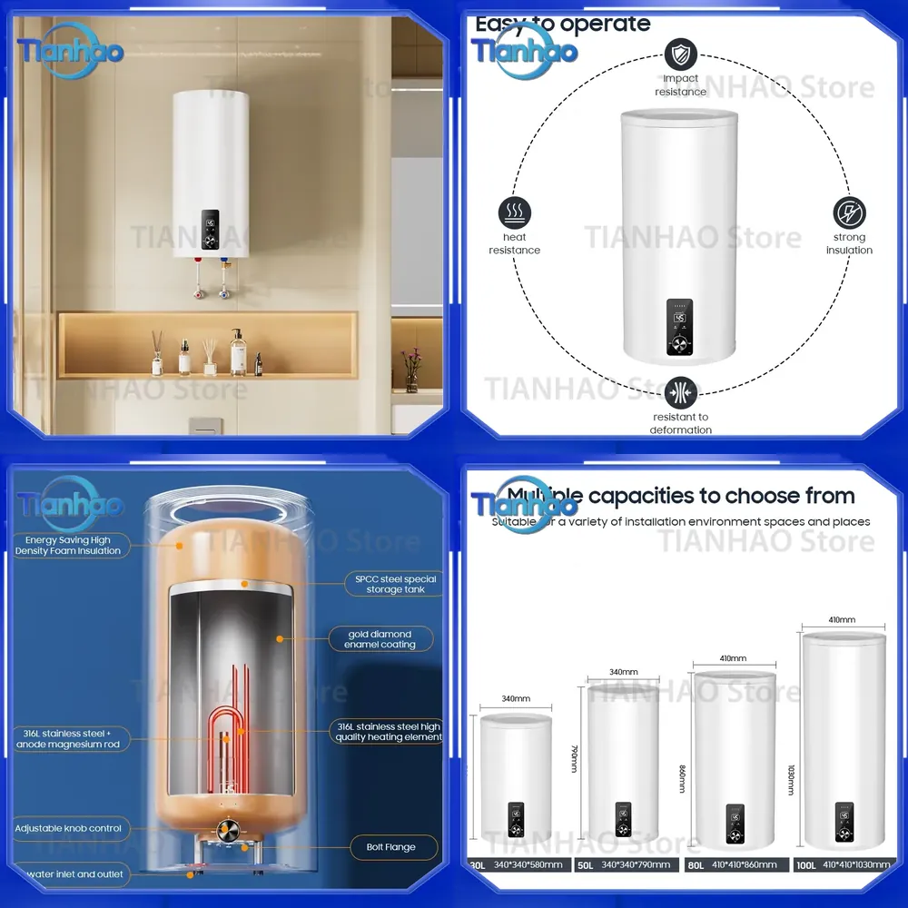 Home Bathroom Geyser - 30L 50L 80L 100L 2200W Elektrikli