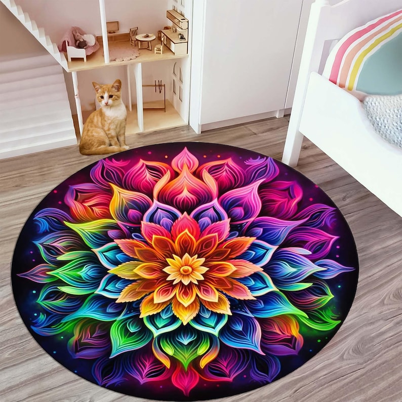 Gökkuşağı Mandala Yuvarlak Hal - Home Bathroom Door Design incelemesi ve fiyatı