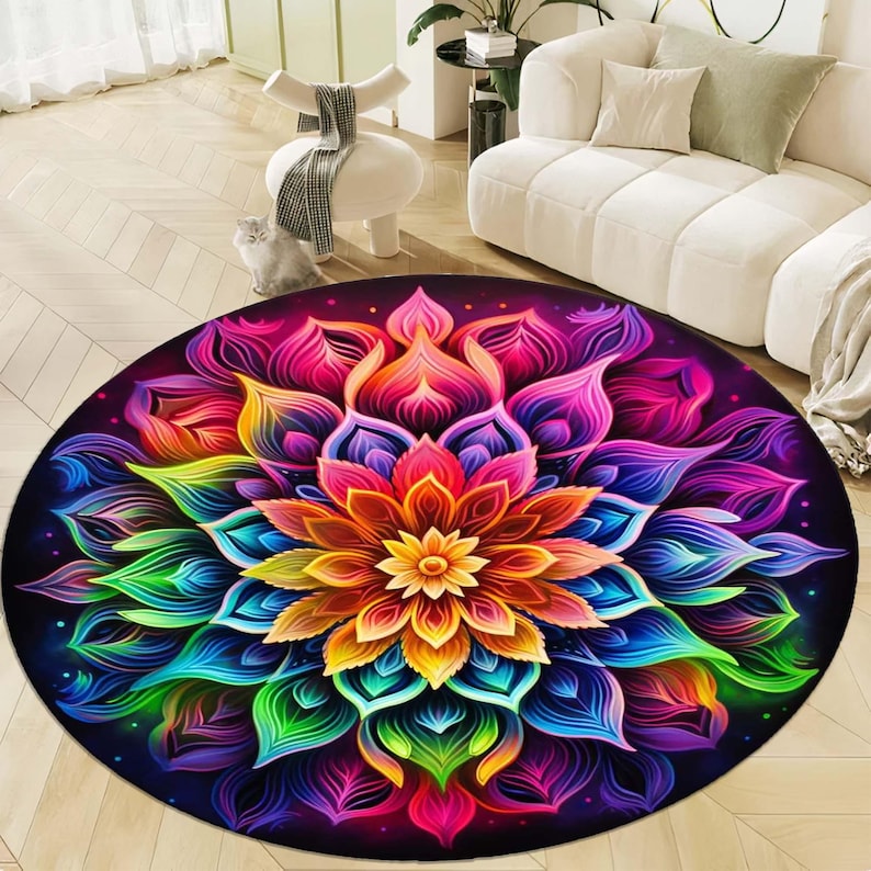 Gökkuşağı Mandala Yuvarlak Hal - Home Bathroom Door Design incelemesi ve fiyatı
