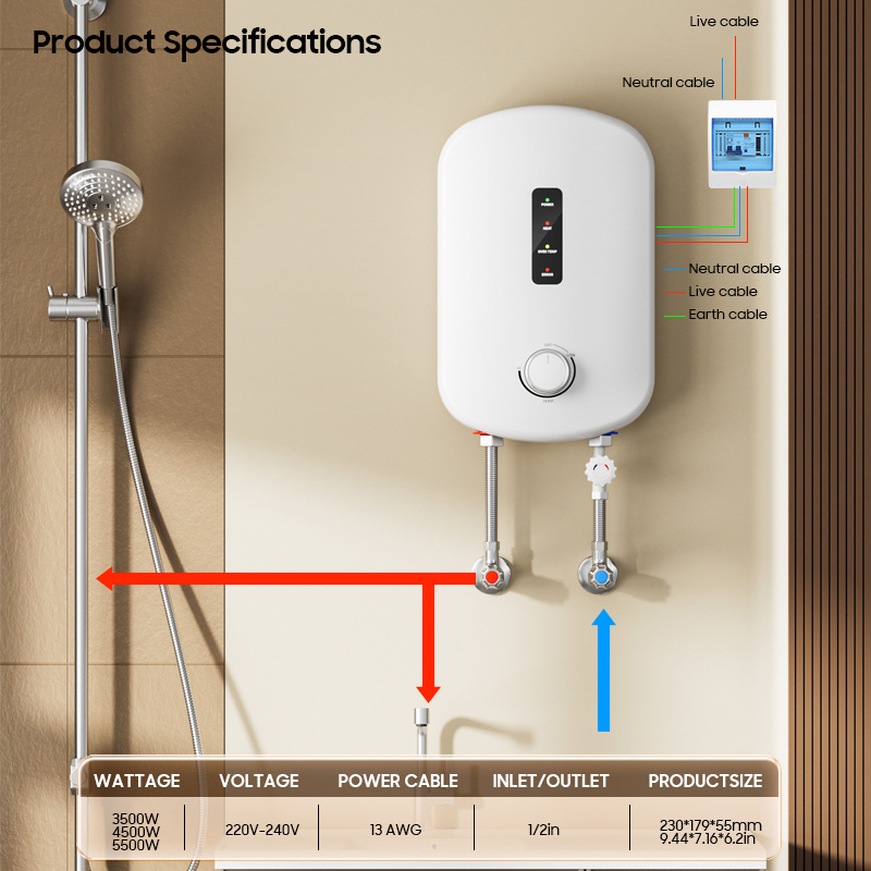 Ev Tipi 220V 3500W/5500W Mutfa - Home Bathroom Geyser incelemesi ve fiyatı