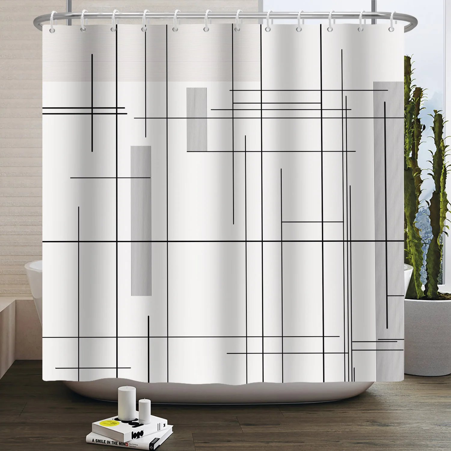 Basit Çizgi Desen Duş Perdesi  - Home Bathroom Partition incelemesi ve fiyatı