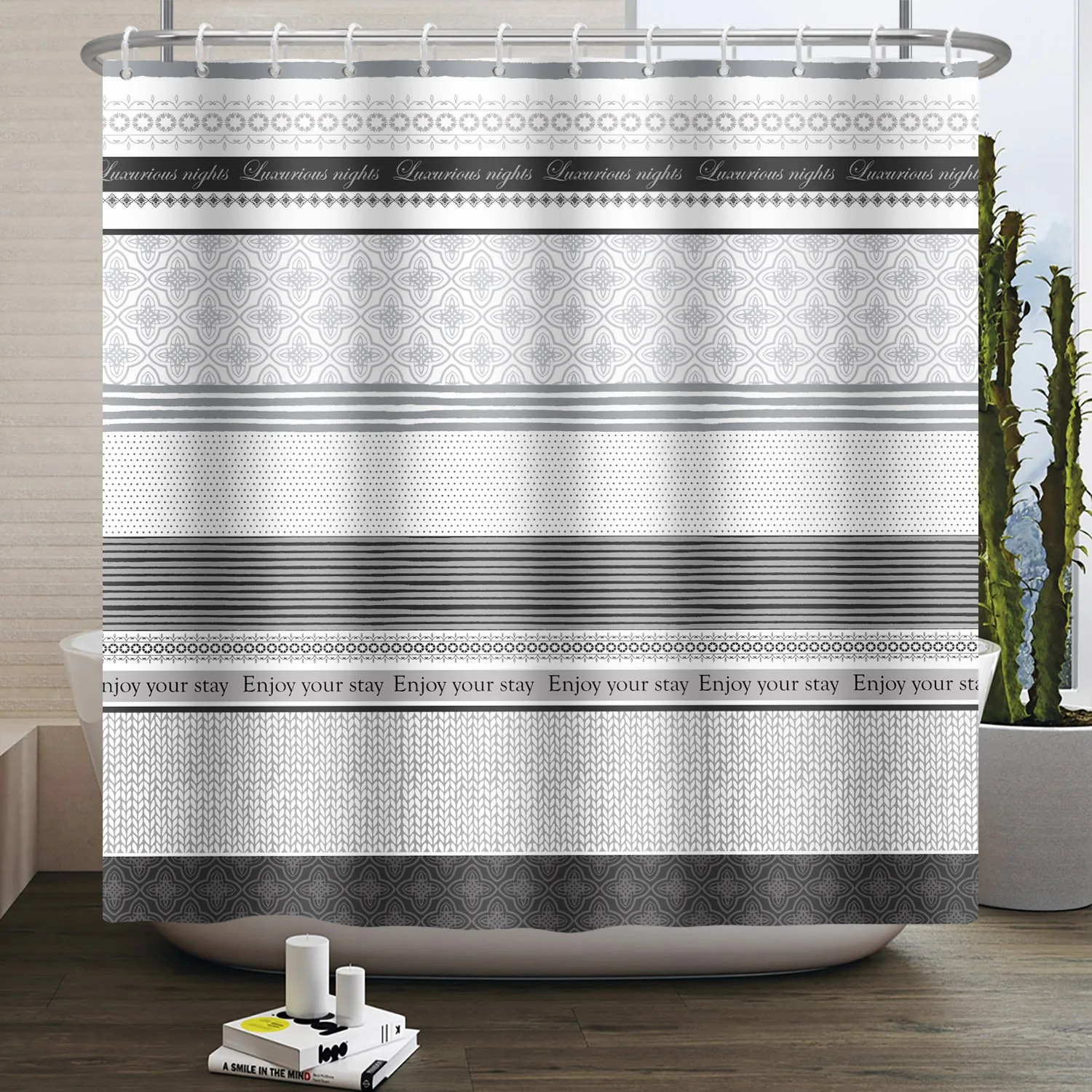 Basit Çizgi Desen Duş Perdesi  - Home Bathroom Partition incelemesi ve fiyatı