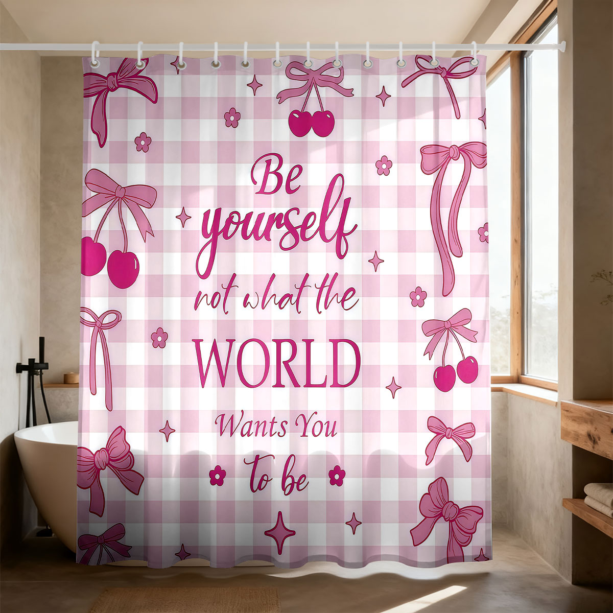 1 adet pembe fiyonk baskılı du - Home Bathroom Partition incelemesi ve fiyatı