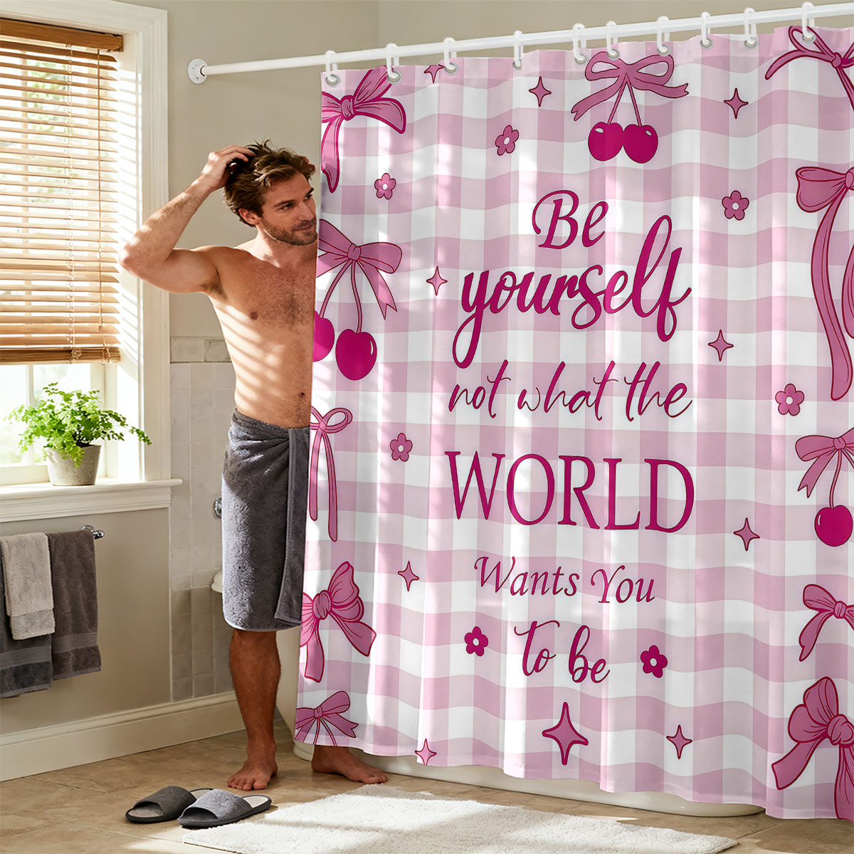 1 adet pembe fiyonk baskılı du - Home Bathroom Partition incelemesi ve fiyatı