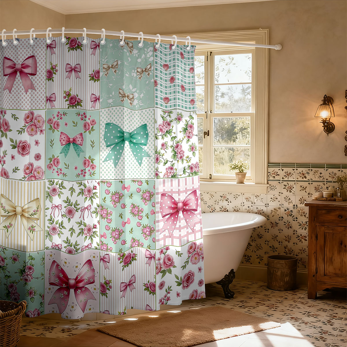 1 adet pembe fiyonk baskılı du - Home Bathroom Partition incelemesi ve fiyatı